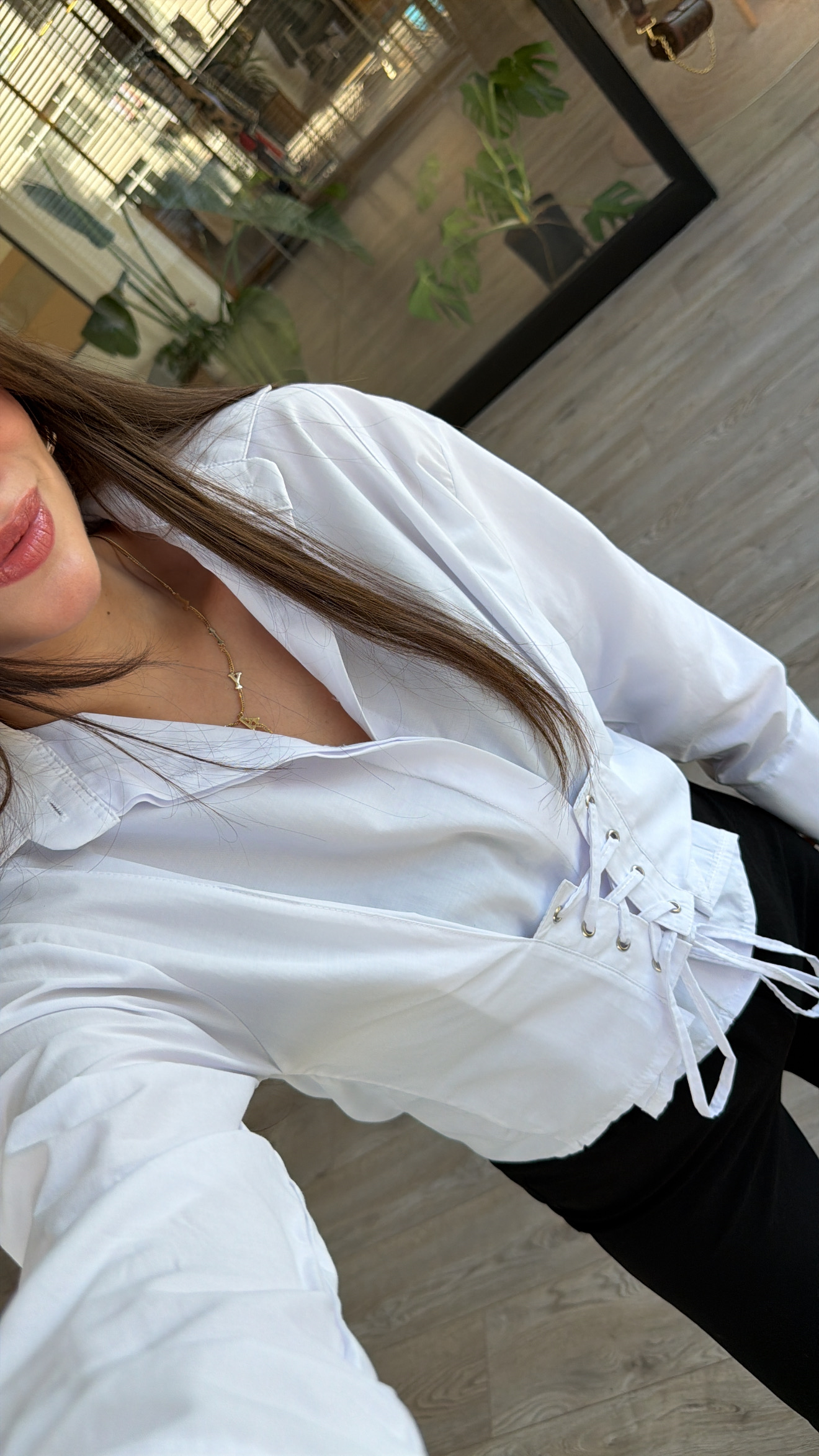 White Crop Shirt with Corset Detail
