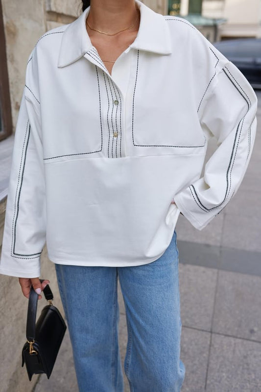 Premium quality cotton shirt blouse with stitch details