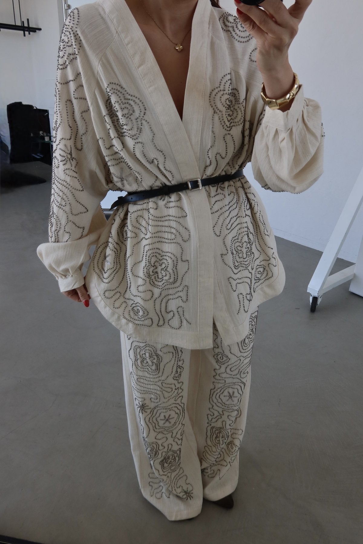 Studded kimono co-ord set