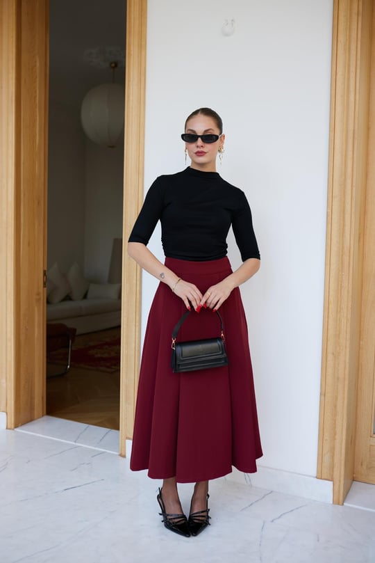 Pleated midi skirt