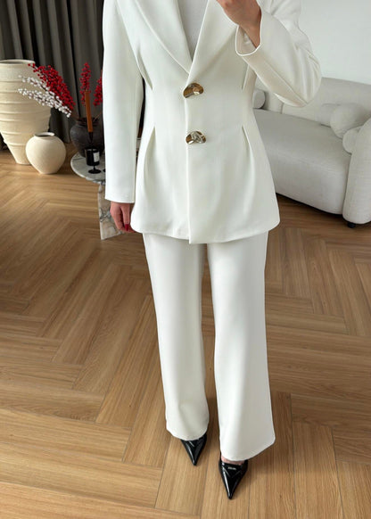 Large Buttoned, Waist-Fit Suit -  Dark Brown