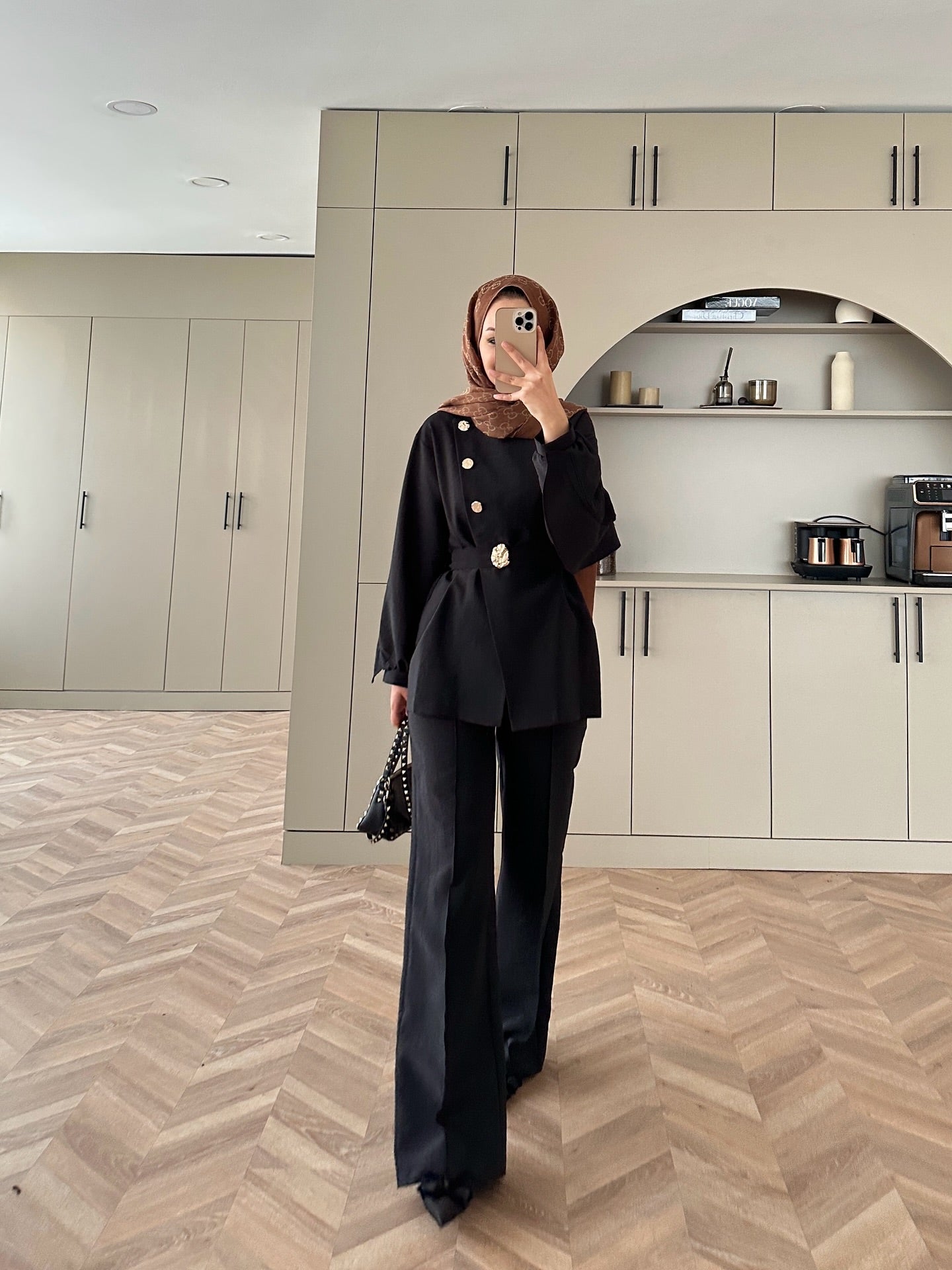 TB-Nema Gold Button Detail Cupra Suit black