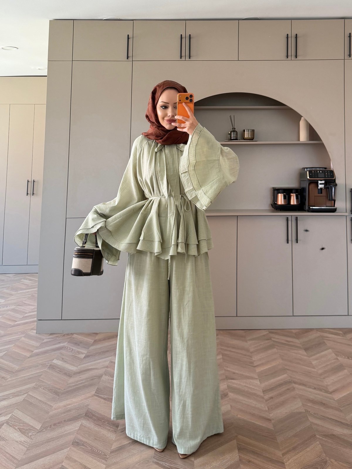 Choco Layered Linen Set - mint green