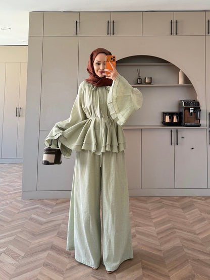Choco Layered Linen Set - mint green