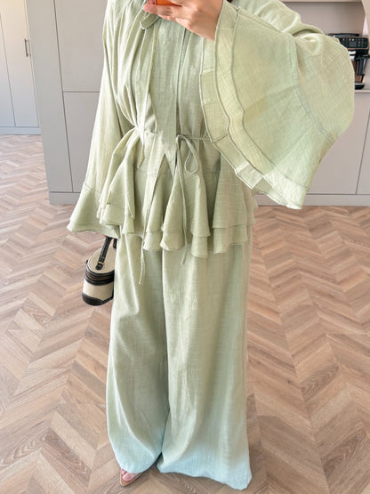 Choco Layered Linen Set - mint green