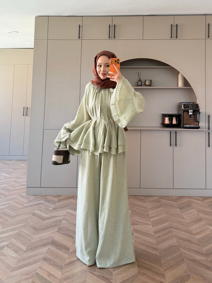 Choco Layered Linen Set - mint green