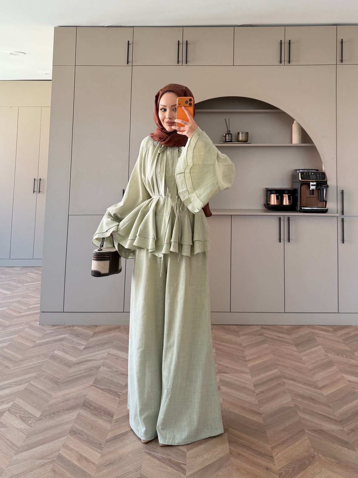Choco Layered Linen Set - mint green