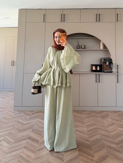 Choco Layered Linen Set - mint green