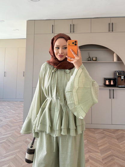 Choco Layered Linen Set - mint green