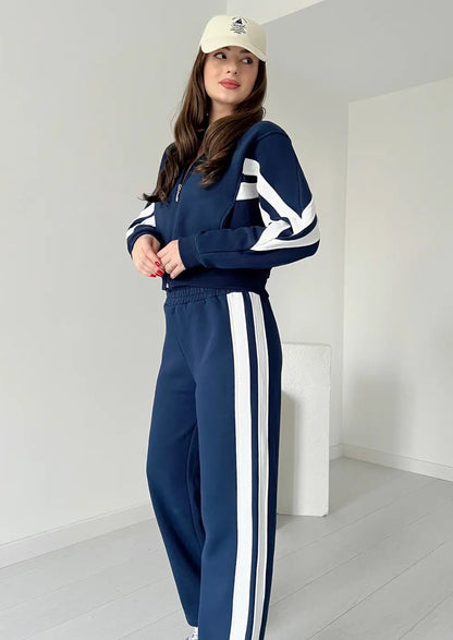 Zip-up Jacket with Sweatpants Fleece Tracksuit