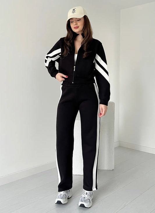 Zip-up Jacket with Sweatpants Fleece Tracksuit