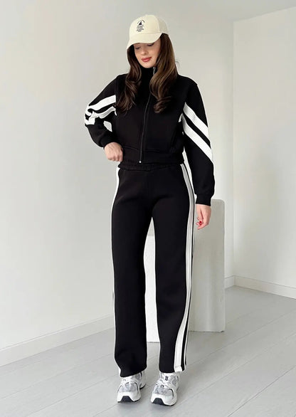 Zip-up Jacket with Sweatpants Fleece Tracksuit