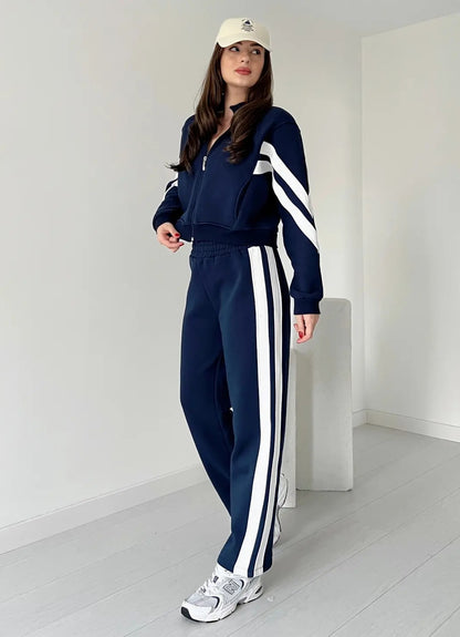 Zip-up Jacket with Sweatpants Fleece Tracksuit