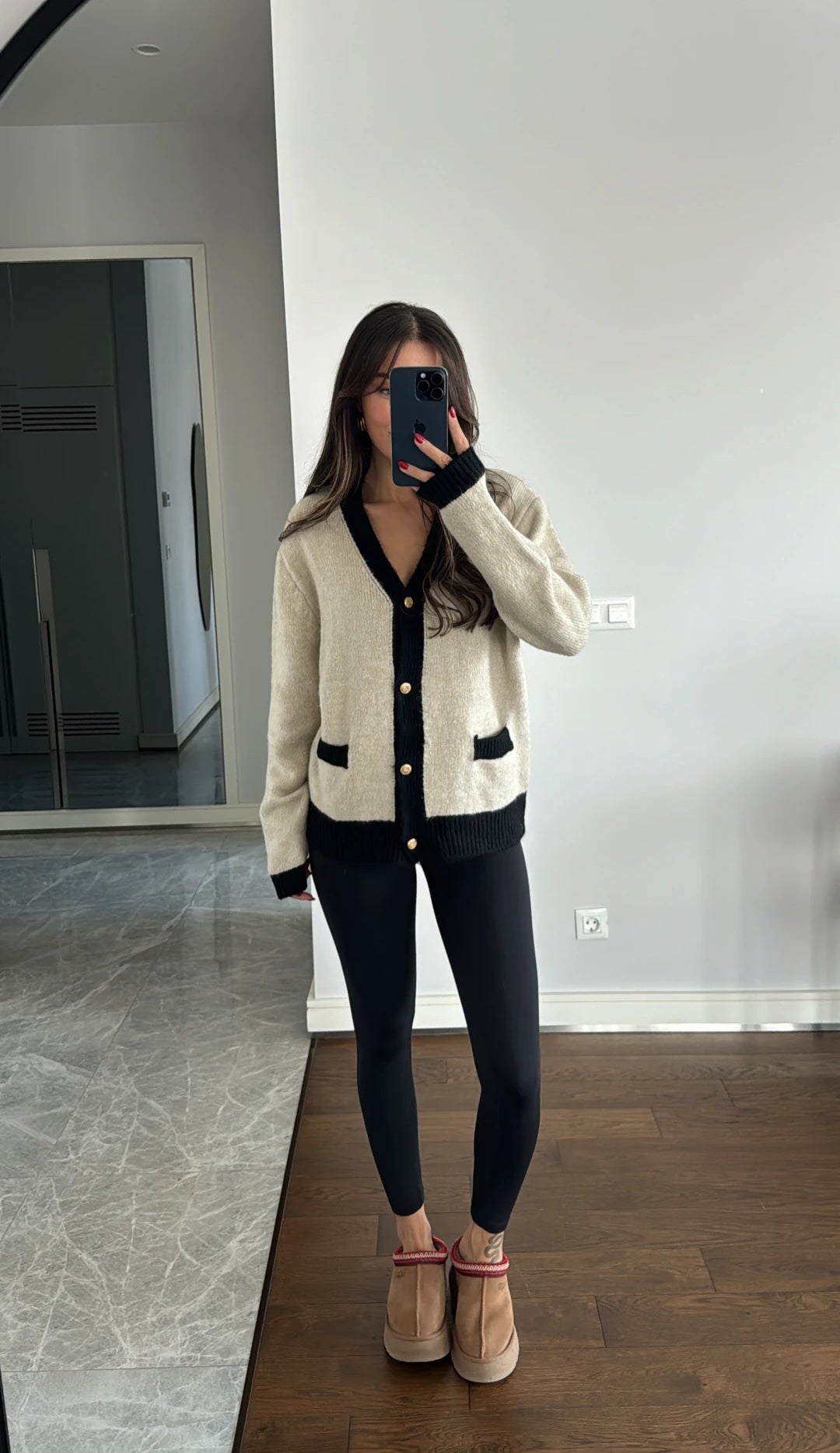 Contrast Wool Cardigan