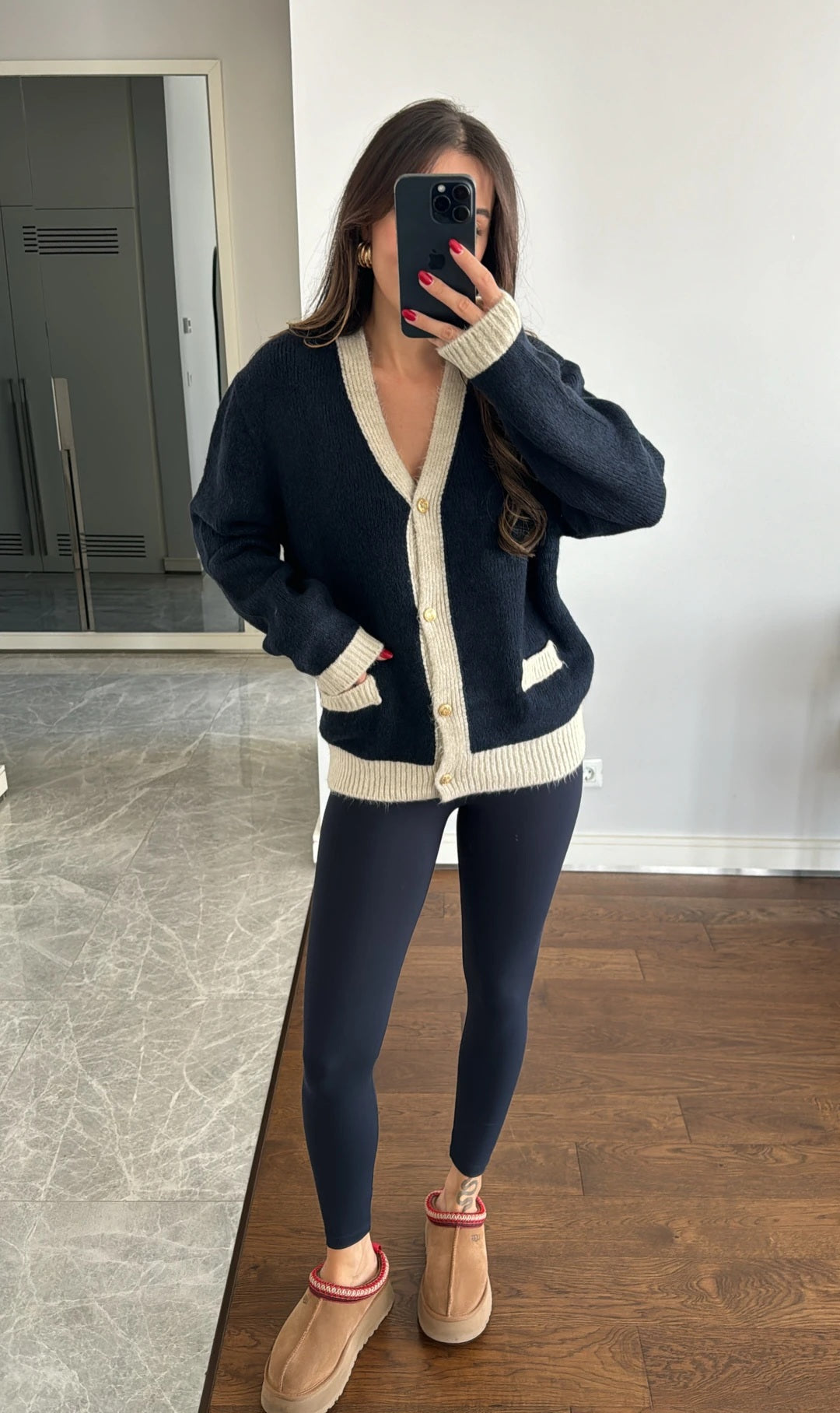 Contrast Wool Cardigan