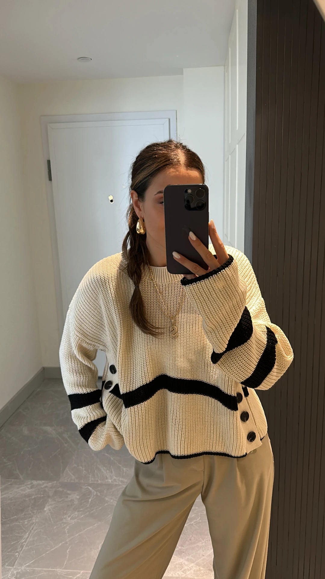 Knitted striped sweater