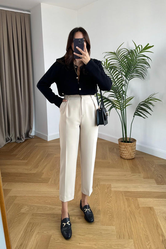 Mom fit pleated trouser