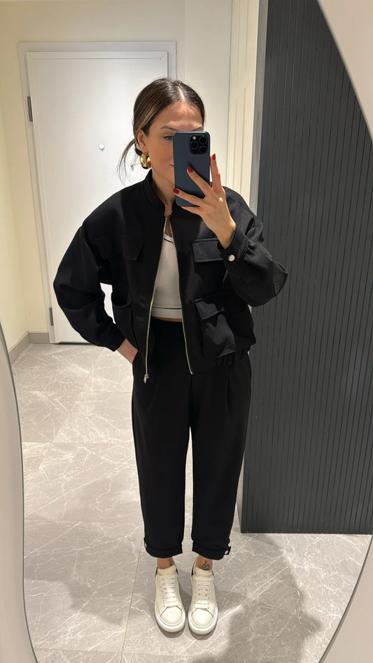 Bomber jacket ,mom fit trouser set