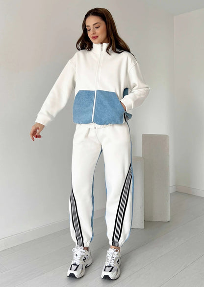 Contrast Fleece with jeans tracksuit