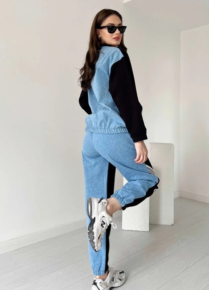 Contrast Fleece with jeans tracksuit