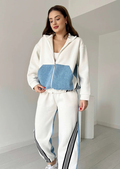 Contrast Fleece with jeans tracksuit