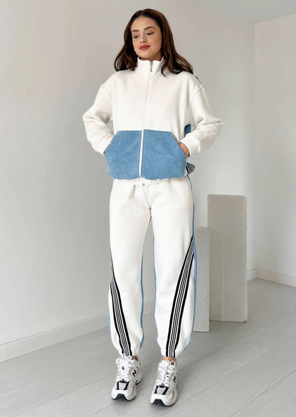 Contrast Fleece with jeans tracksuit