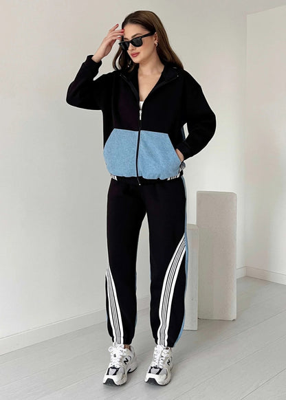 Contrast Fleece with jeans tracksuit