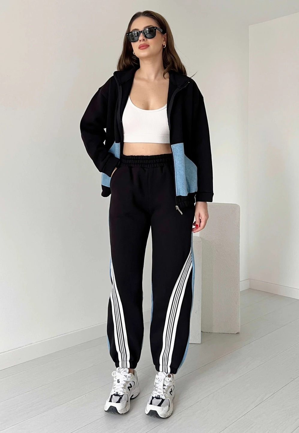 Contrast Fleece with jeans tracksuit