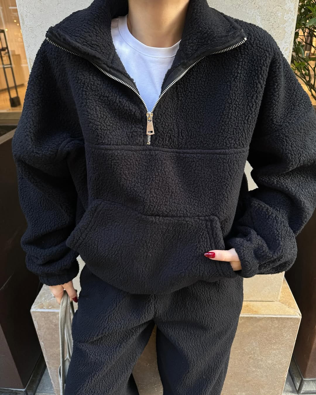 Sherpa fabric tracksuit