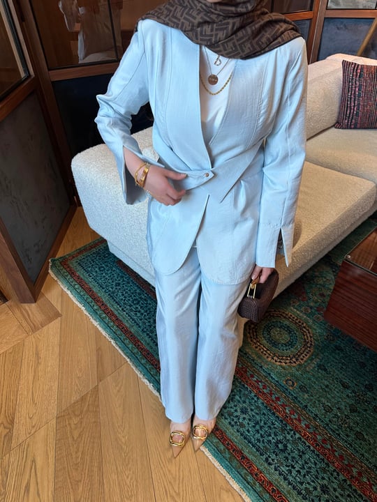 Jacket with belted, wide leg trouser co-ord set