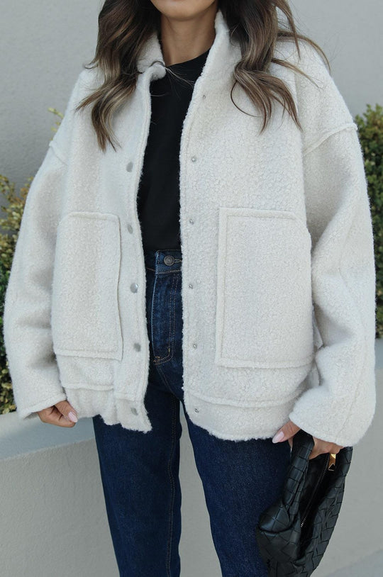 Oversized jacket with bouclé fabric