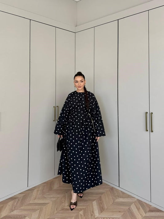 Pol-Esila Polka Dot Dress - Black