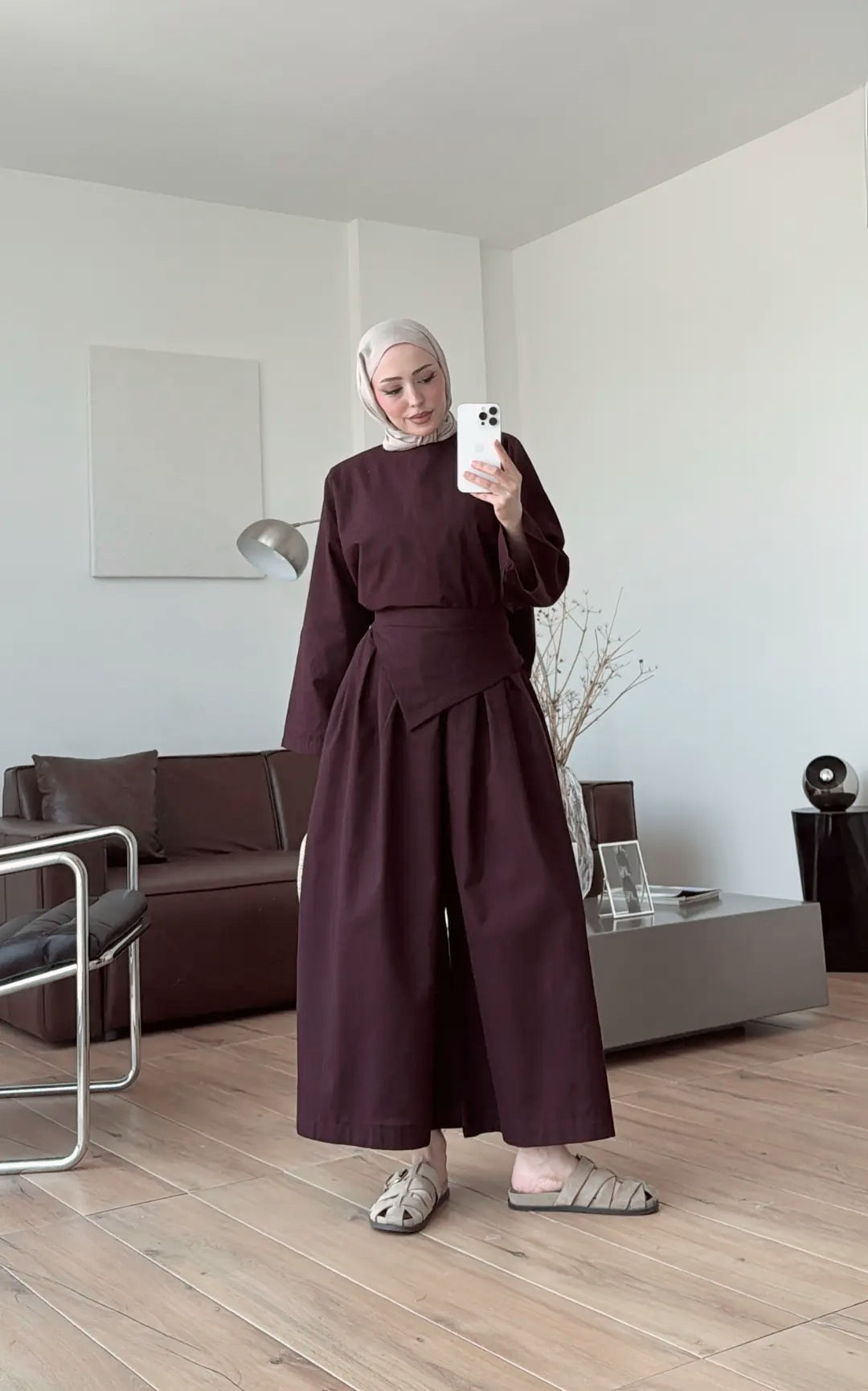 PIECE DETAILED LINEN SET - BURGUNDY
