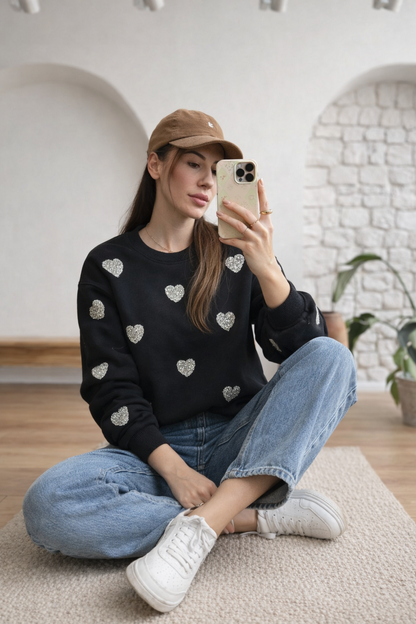 Fleece sweatshirt with glitter details