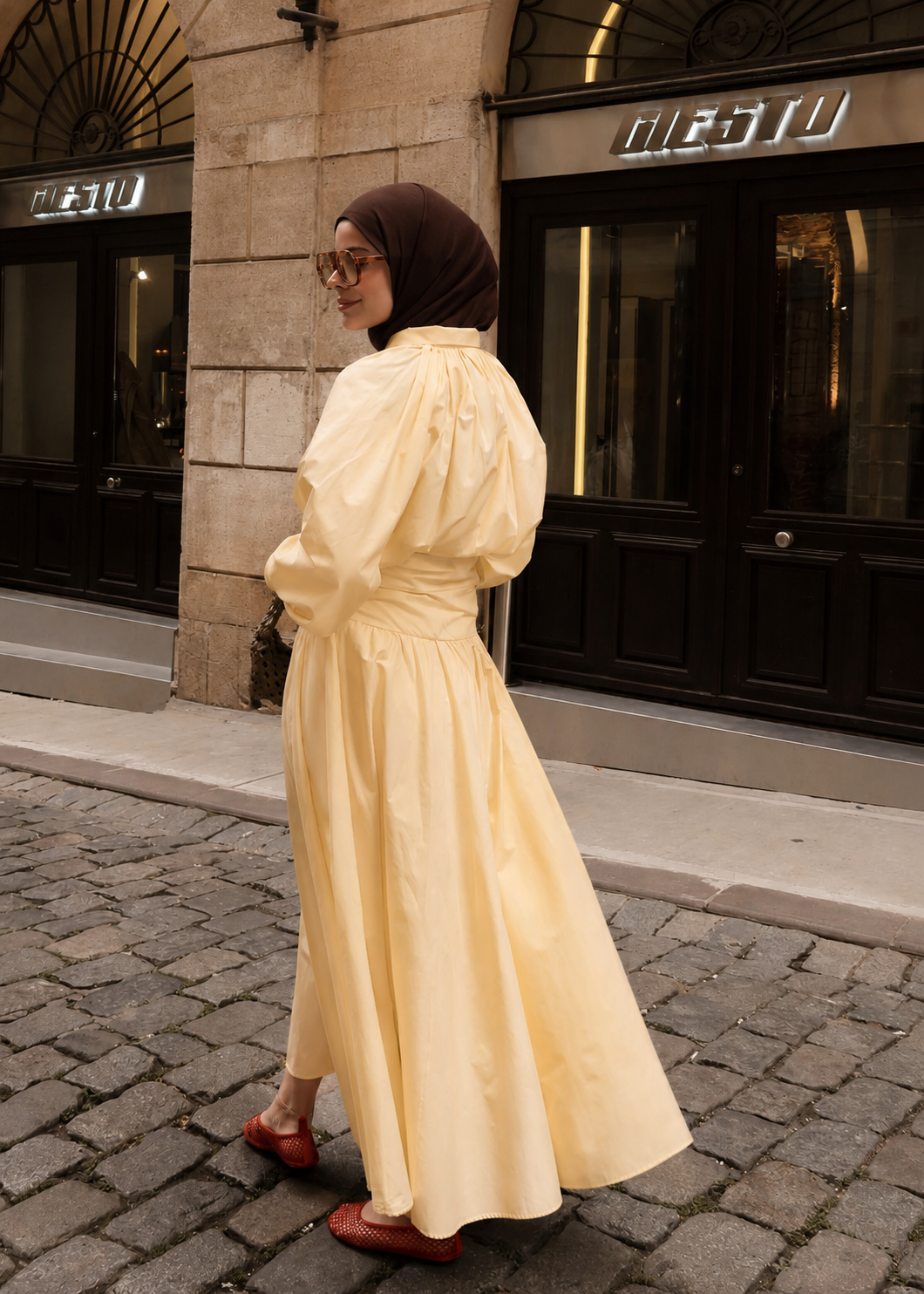 Waist-Fitting Premium Two-Piece Set - butter yellow