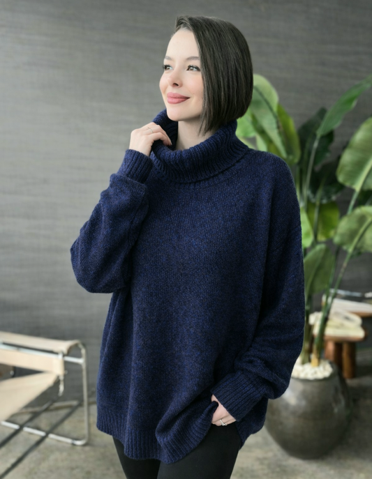 High-neck wool jumper
