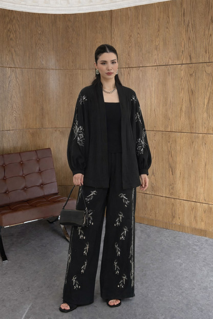 Black premium Rhinestone Embellished Two-Piece Set