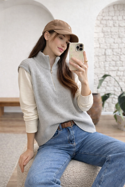 Zara knitted jumper with cotton sleeves