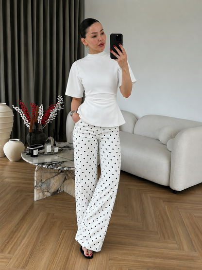 Black Muvvin T-shirt with Draped Sides-white
