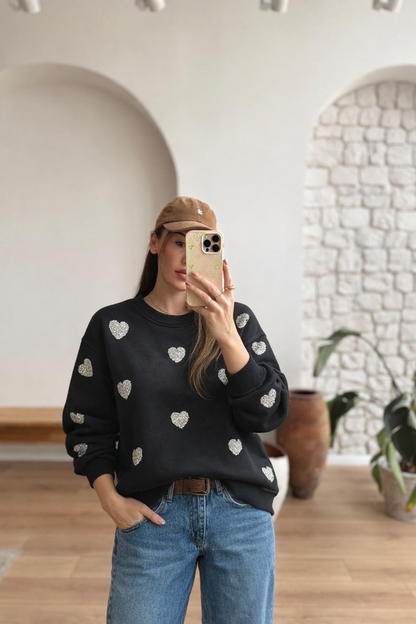 Fleece sweatshirt with glitter details