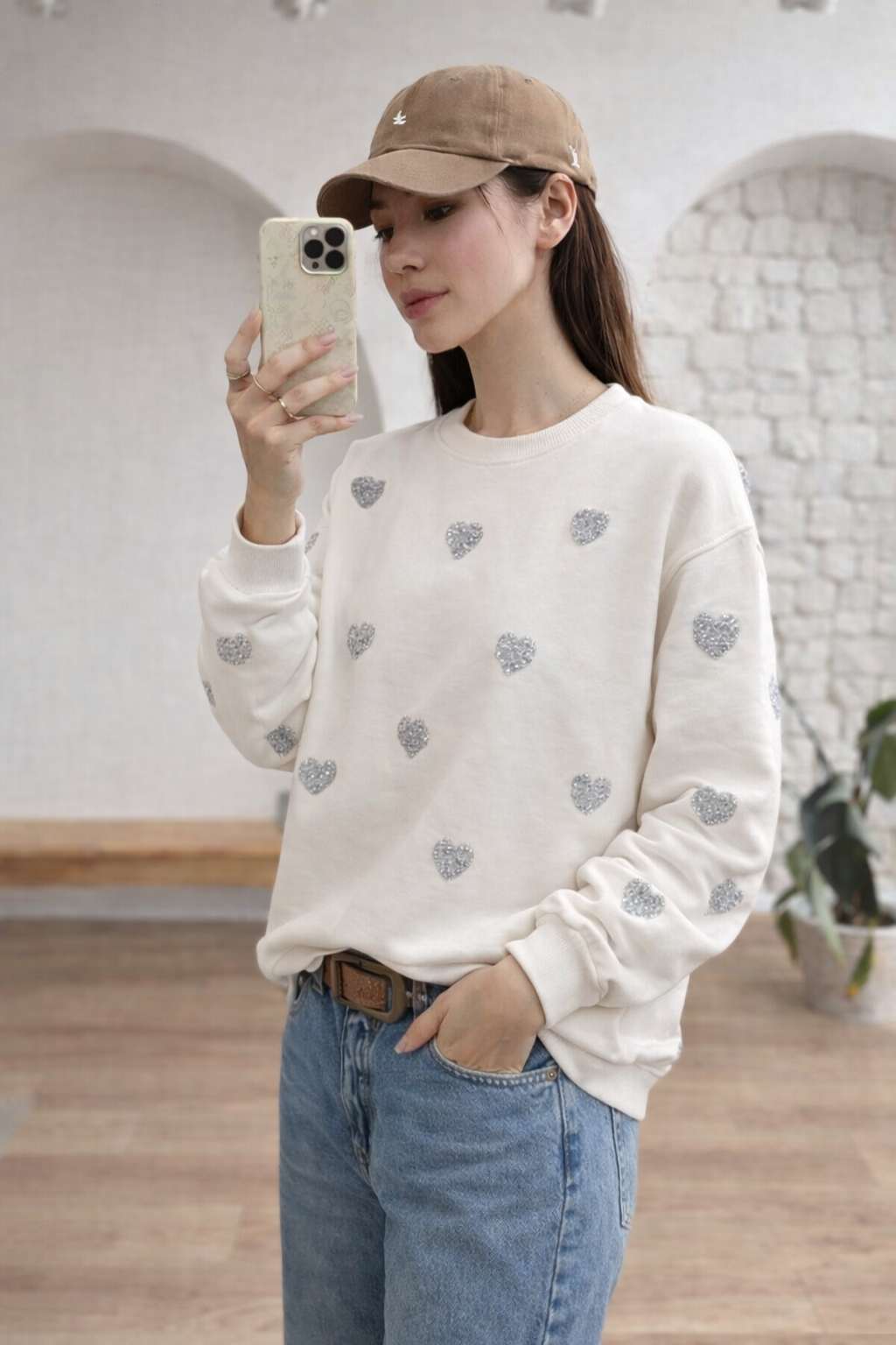 Fleece sweatshirt with glitter details