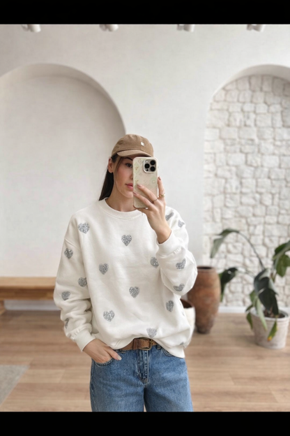 Fleece sweatshirt with glitter details