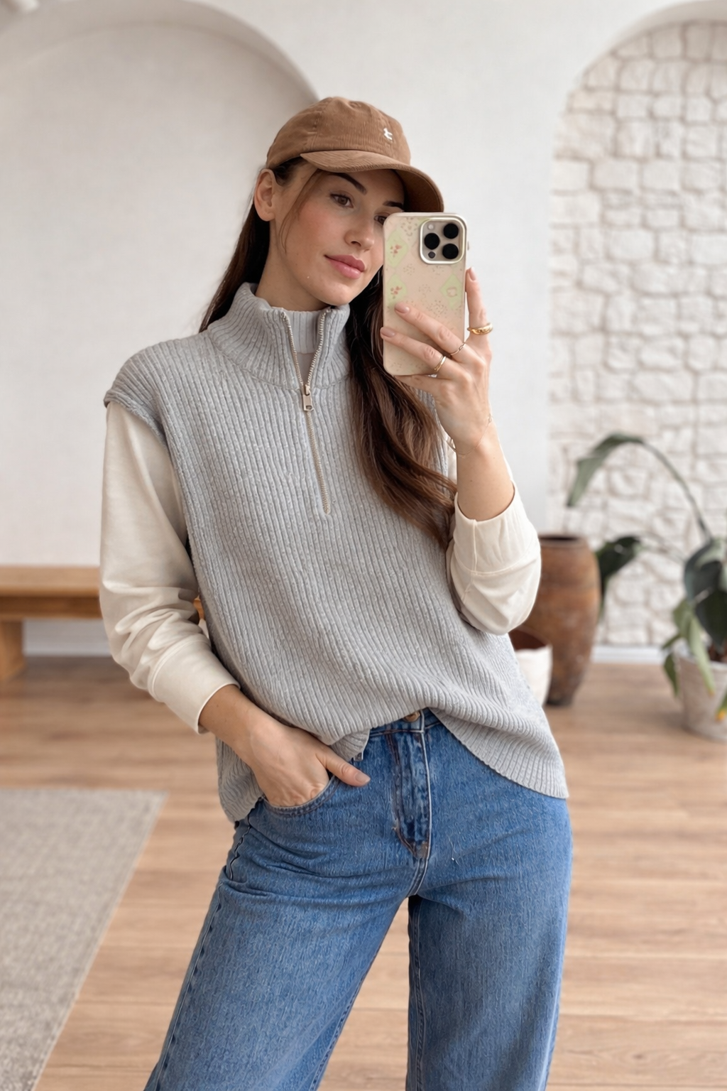 Zara knitted jumper with cotton sleeves