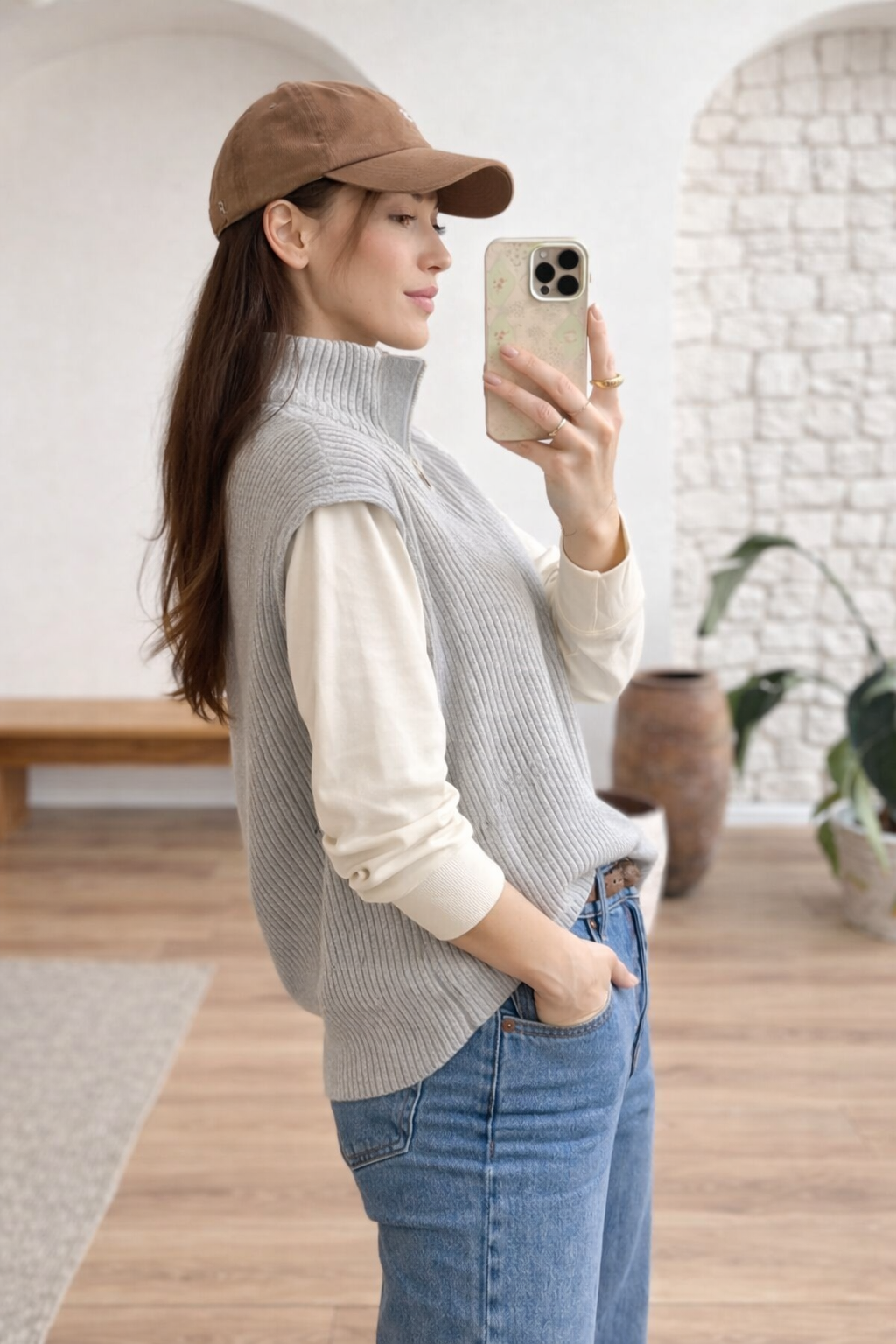 Zara knitted jumper with cotton sleeves
