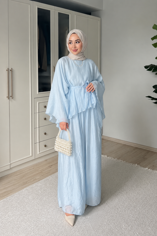 Soft Petal Tie-Waist Set - baby blue