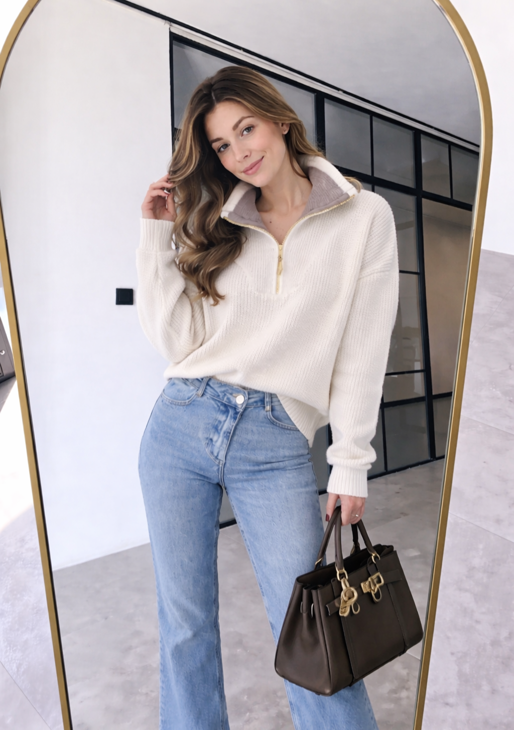 Network knitted jumper