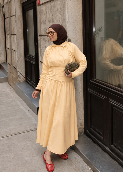 Waist-Fitting Premium Two-Piece Set - butter yellow
