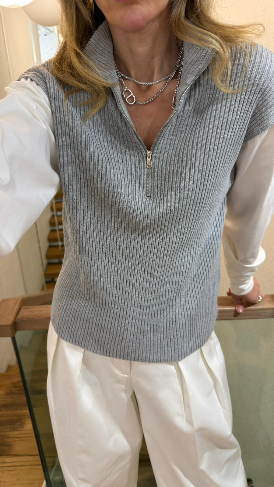 Zara knitted jumper with cotton sleeves