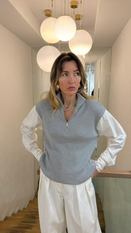 Zara knitted jumper with cotton sleeves