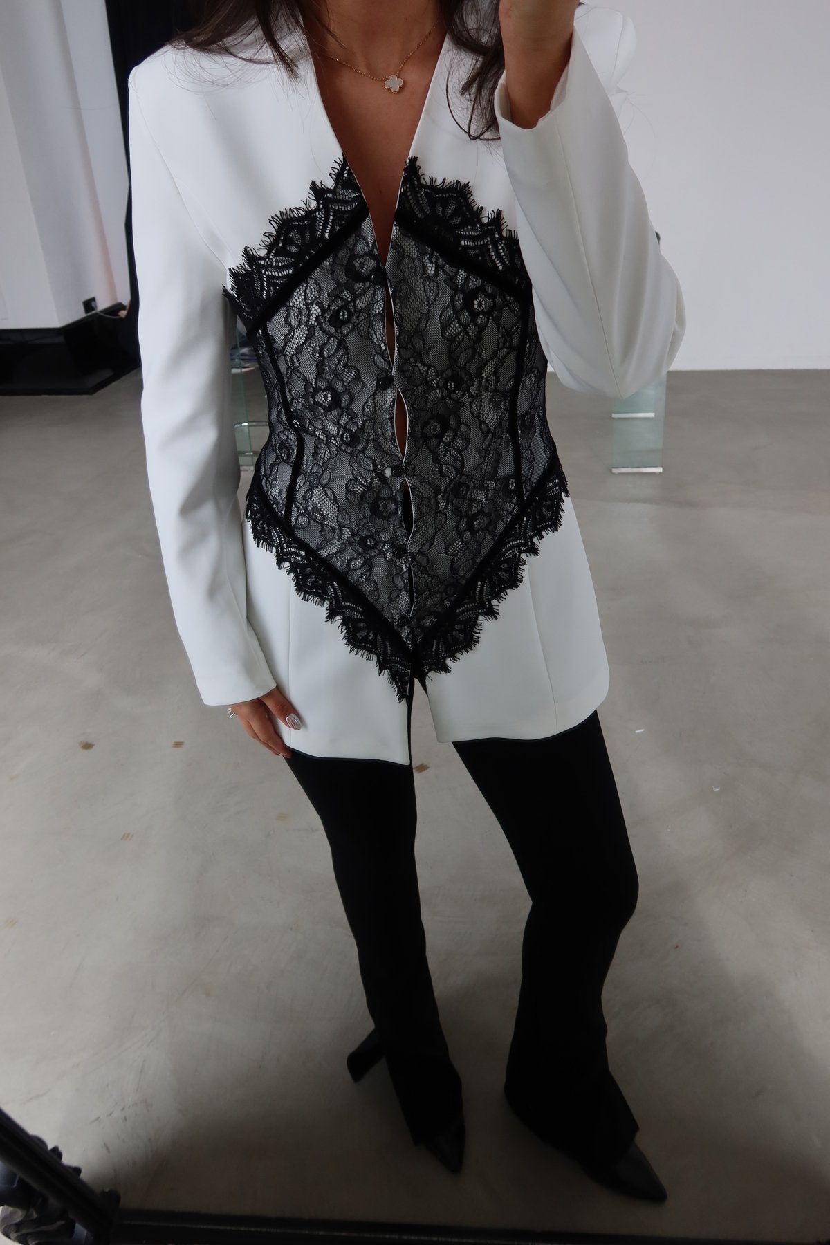 Linay black Blazer Jacket with Lace Details